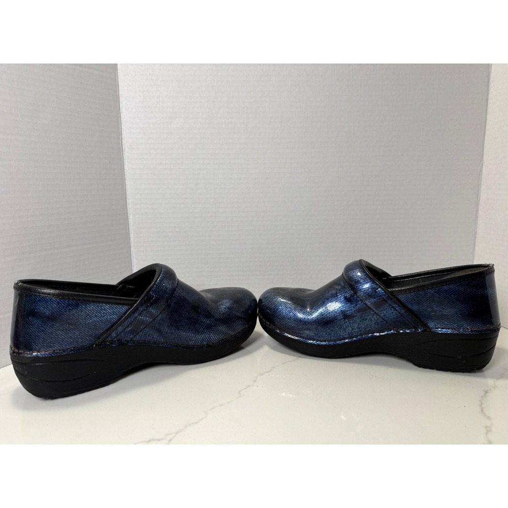 Dansko XP 2.0 Women Blue Denim Patent Leather Clogs Professional Shoes Size 37 - Picture 3 of 6
